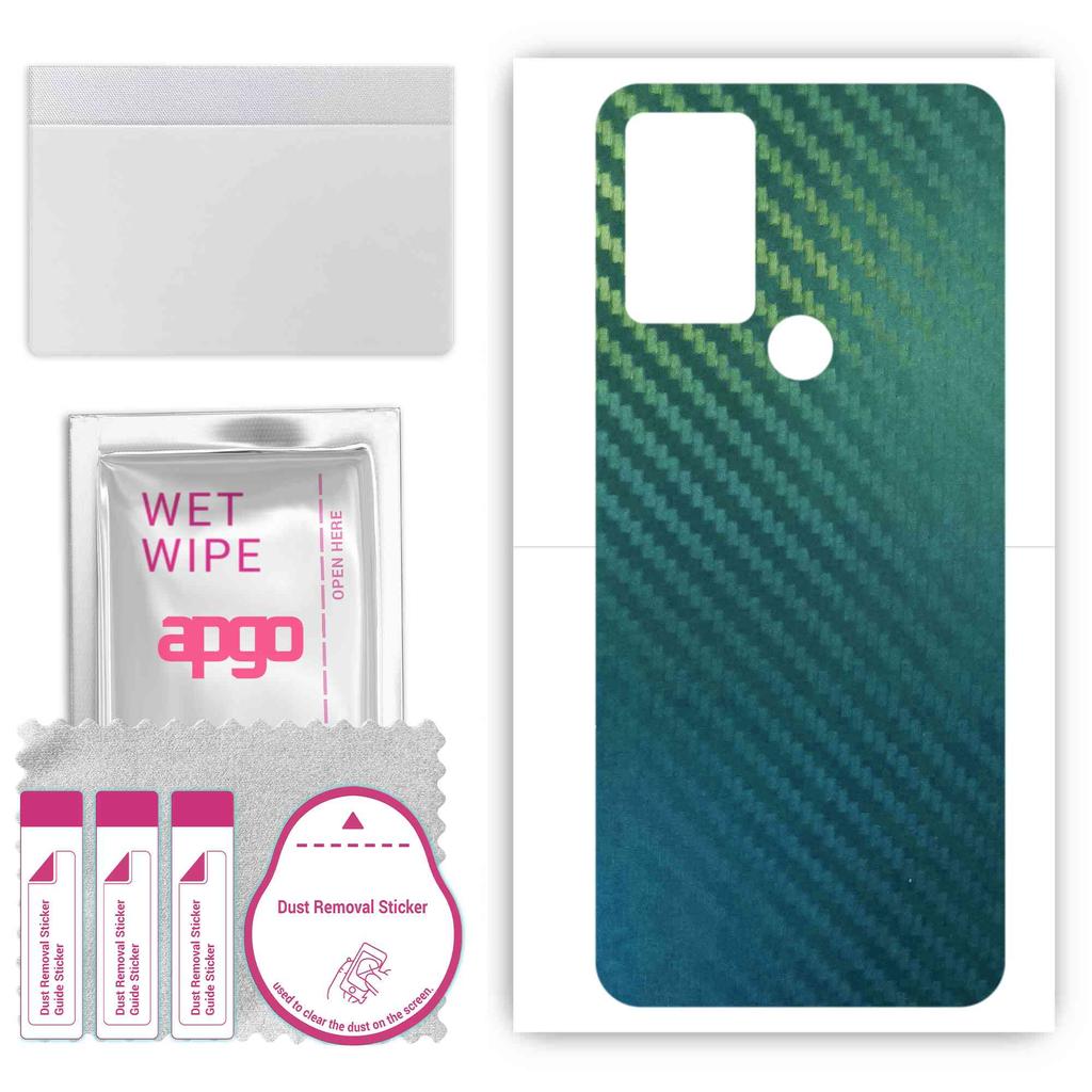 apgo Protective Skin Sticker for the back compatible with Sharp Aquos V6, Wrap Film, Foil, Vinyl - Pattern Carbon Chameleon CAKA1