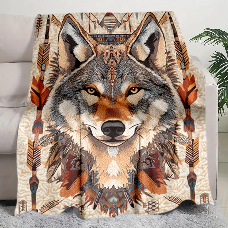 1PC Wolf Elements printed blanket, all season lightweight home office outdoor nap multifunctional blanket A7