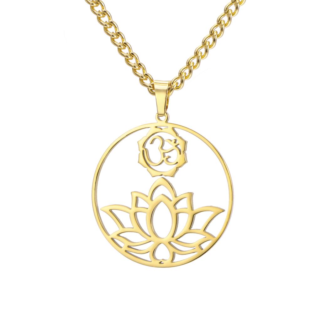 Подвеска-ожерелье Lotus OM Yoga из титановой стали Женская бижутерия Шарм-ожерелье