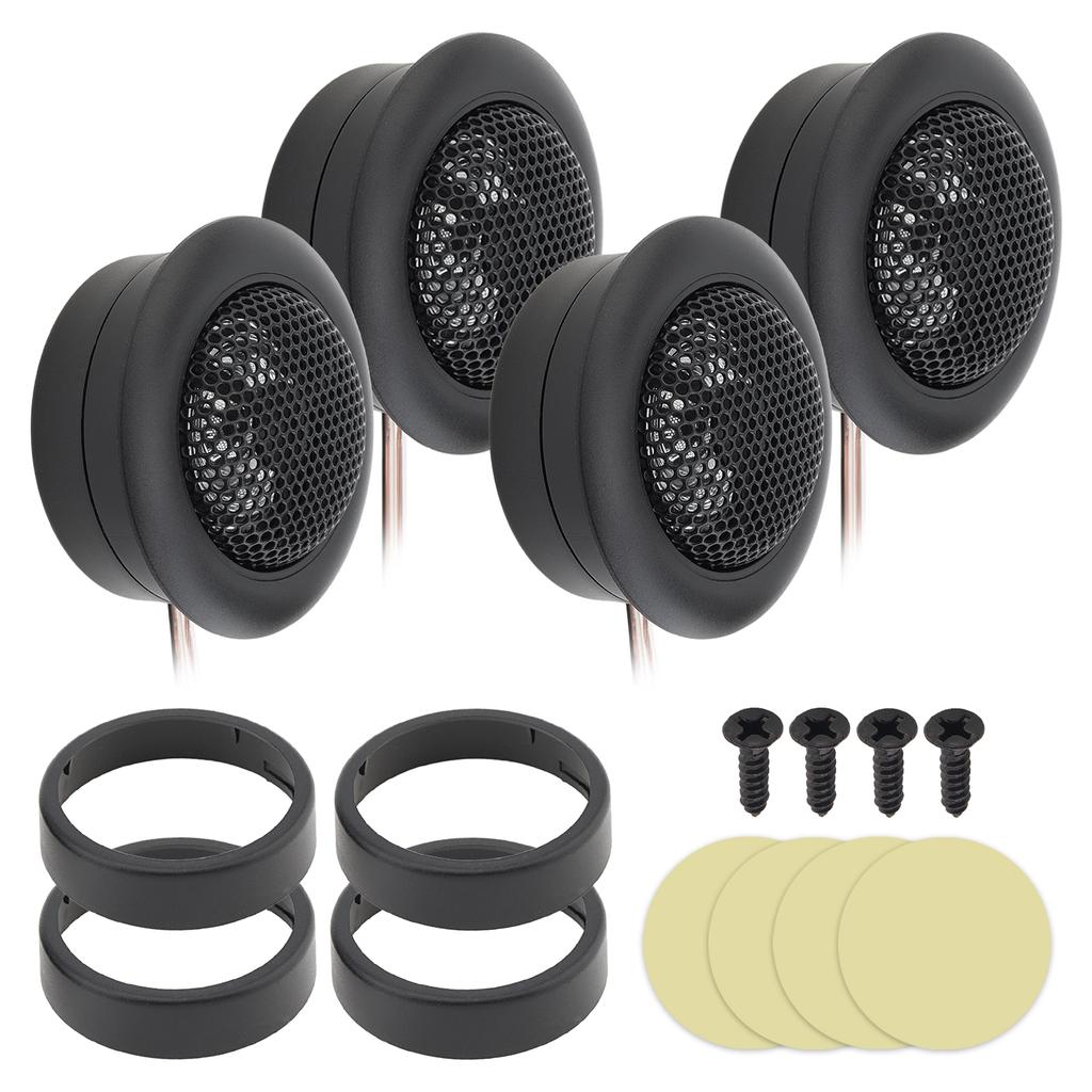 4pcs 800W High Efficiency 25mm Mini Dome Tweeter Speakers for Car Audio System with Spare Casing Black High Frequency