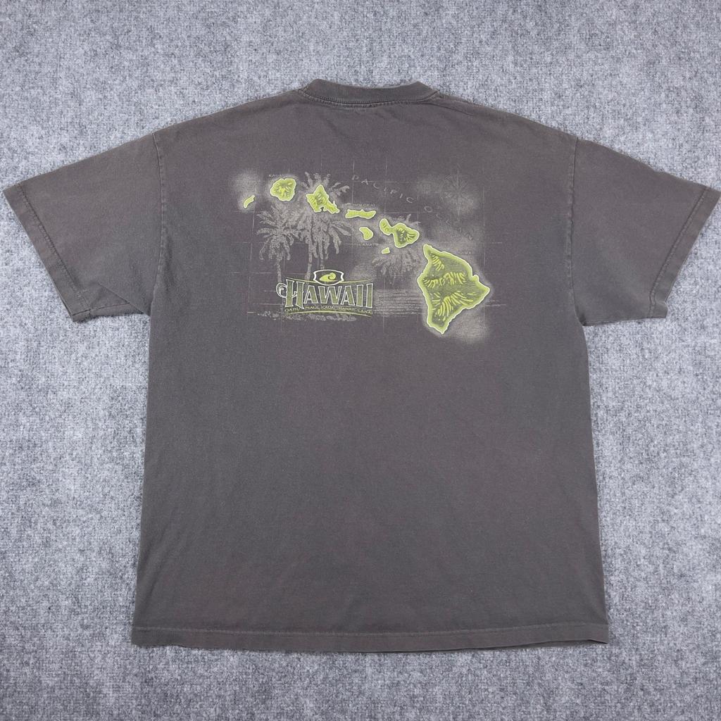 Y2K Hawaii Graphic T-Shirt Mens XL Gray Faded Map Souvenir Tee Unisex T-Shirt