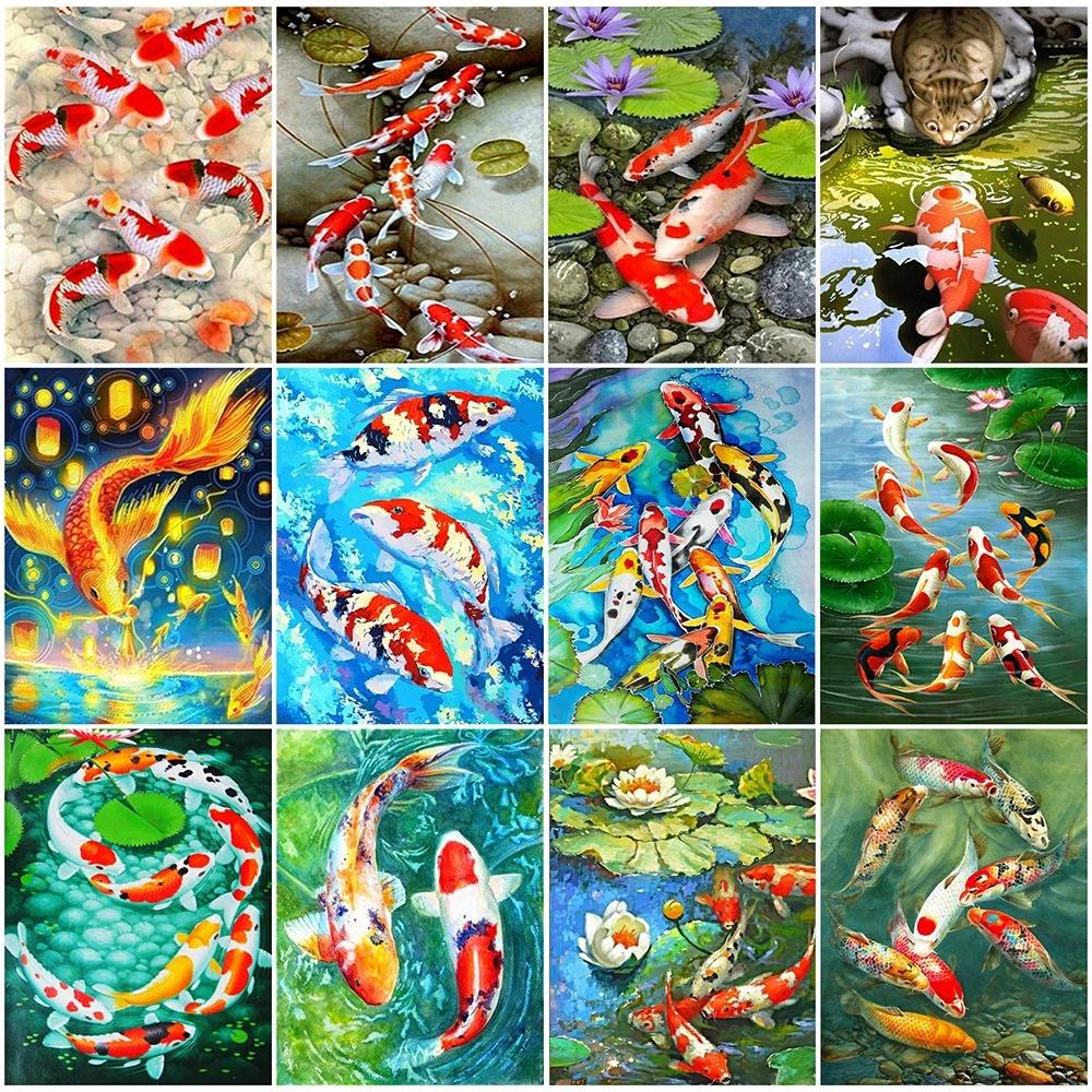 Алмазная картина «Рыба», Алмазная вышивка, полная дрель, квадратное изображение животного из стразов, настенное искусство, подарок ручной работы