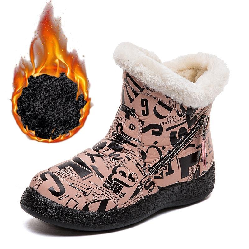 Зимние сапоги с двойной молнией, женские короткие зимние сапоги большого размера, теплые хлопковые сапоги