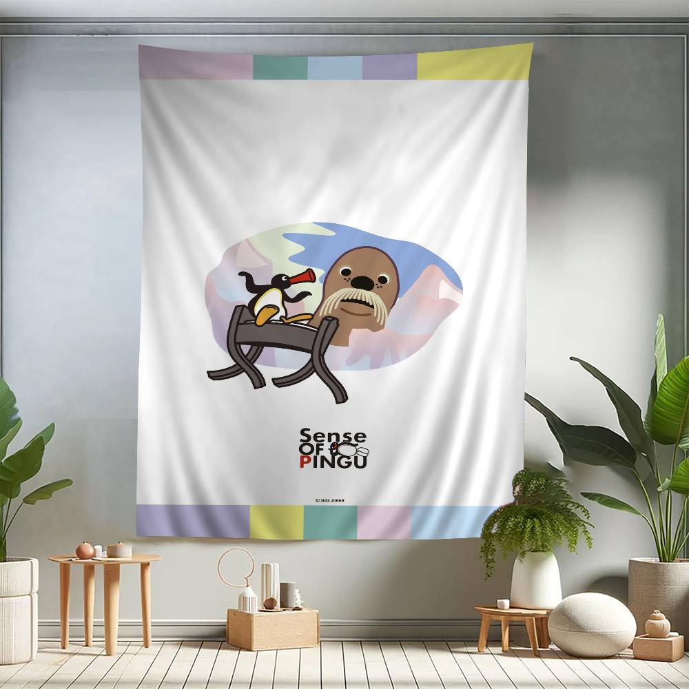 Cartoon Cute PPingu Penguin Colorful Tapestry Wall Hanging Bohemian Wall Tapestries Mandala Wall Hanging Sheets