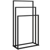 Freestanding Towel Rack, Steel Towel Rail Holder with 3 Bars, Black