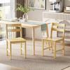 Set of 2 Bamboo Dining Chairs with Curved Backrest and Slatted Seat. Natural Wood Color