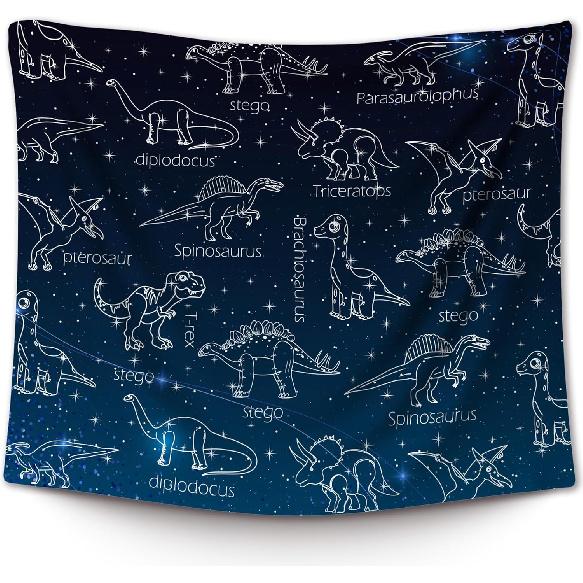 XLDLIOO Galaxy Dinosaur Wall Tapestry, Astral Dinosaur Breed Wall Tapestry Hanging for Boys Kids Room Dinosaur Lovers, Retro Dino Tapestries Wall