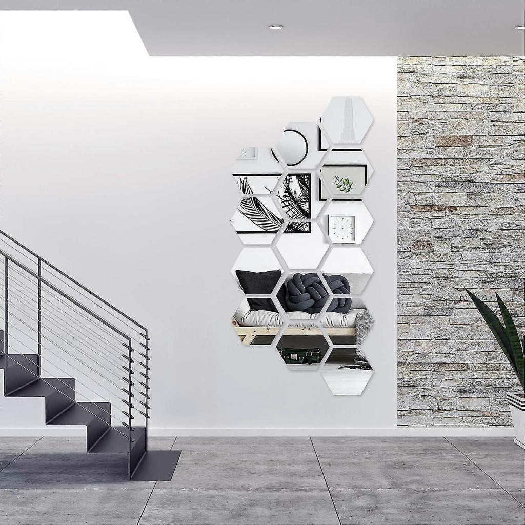 Mirror Flexible Non-glass Mirror Plastic Mirror Self-adhesive Tile Mirror Wall Paste 24 Pieces
