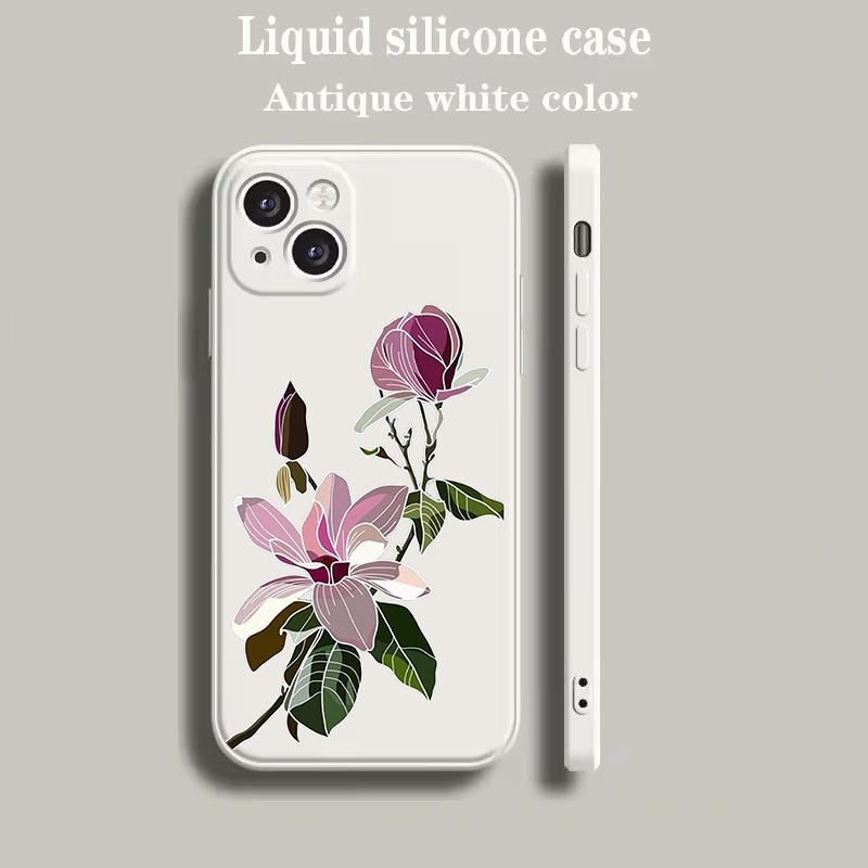 Роскошный Цветной Чехол Для Телефона Для iPhone 15 14 13 12 mini 11 Pro Max XS X XR SE 7 8 Plus Мягкий Силиконовый Бежевый Чехол Цветок