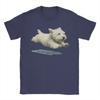 Unisexs Tshirt Funny Running Dog Art Print Cute Westie Dog Fun Cotton Tee Shirt Short Sleeve T Shirts Crewneck Clothing Unique