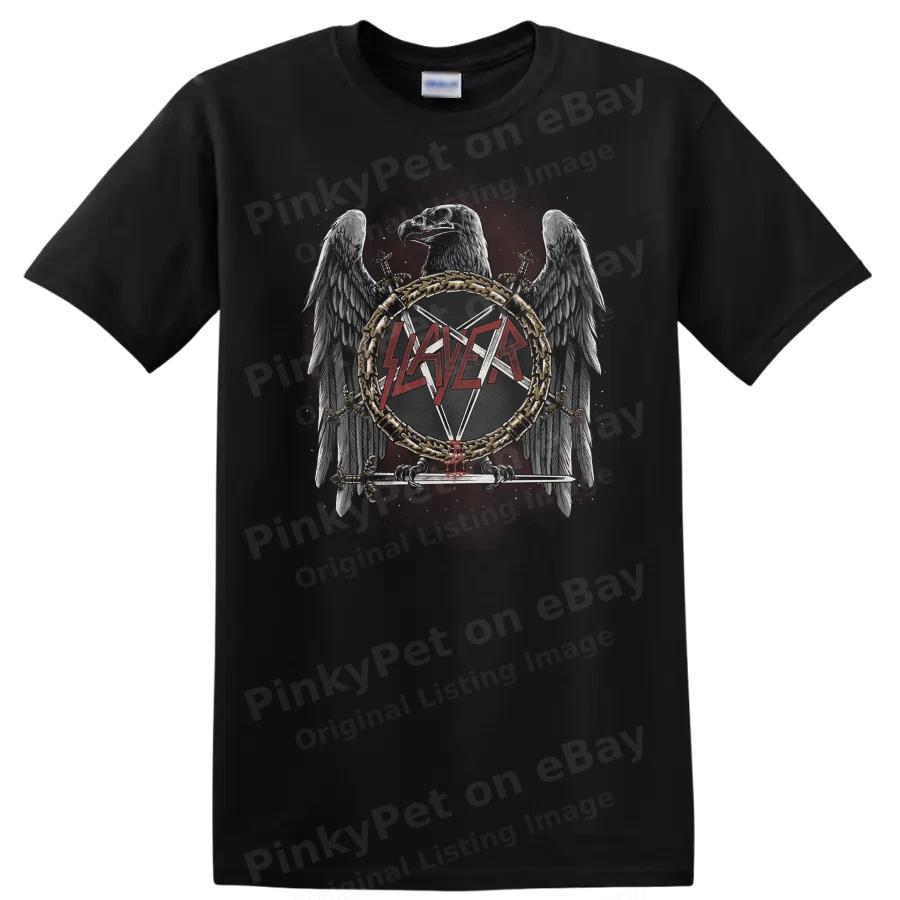 Eagle Design Slayer Logo Graphic T Shirt Metal Music Band Tee
