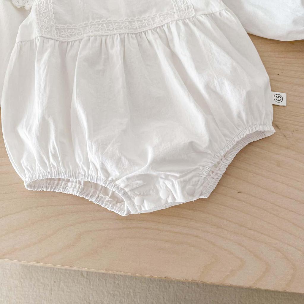 Весенний комбинезон для девочек из хлопка и кружева с вышивкой 2024 года - сетчатое платье принцессы для малышей на один год