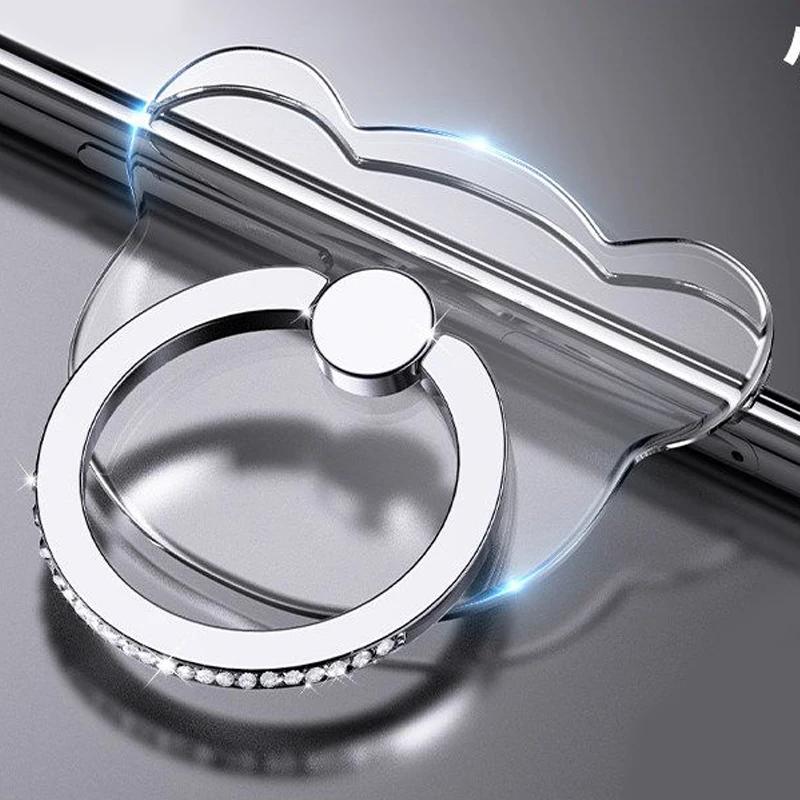 Transparent Butterfly Finger Ring Mobile Phone Holder for iPhone 15 Smartphone Sticker Stand Accessories Foldable Support