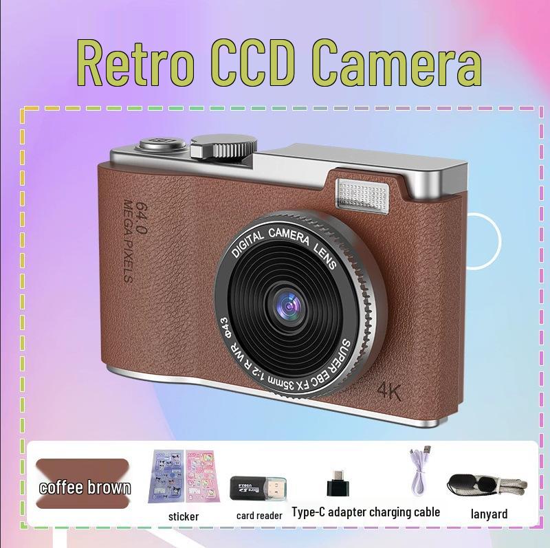 Ретро 4K CCD Детская цифровая фотокамера - Портативная игрушка и подарок для кампуса