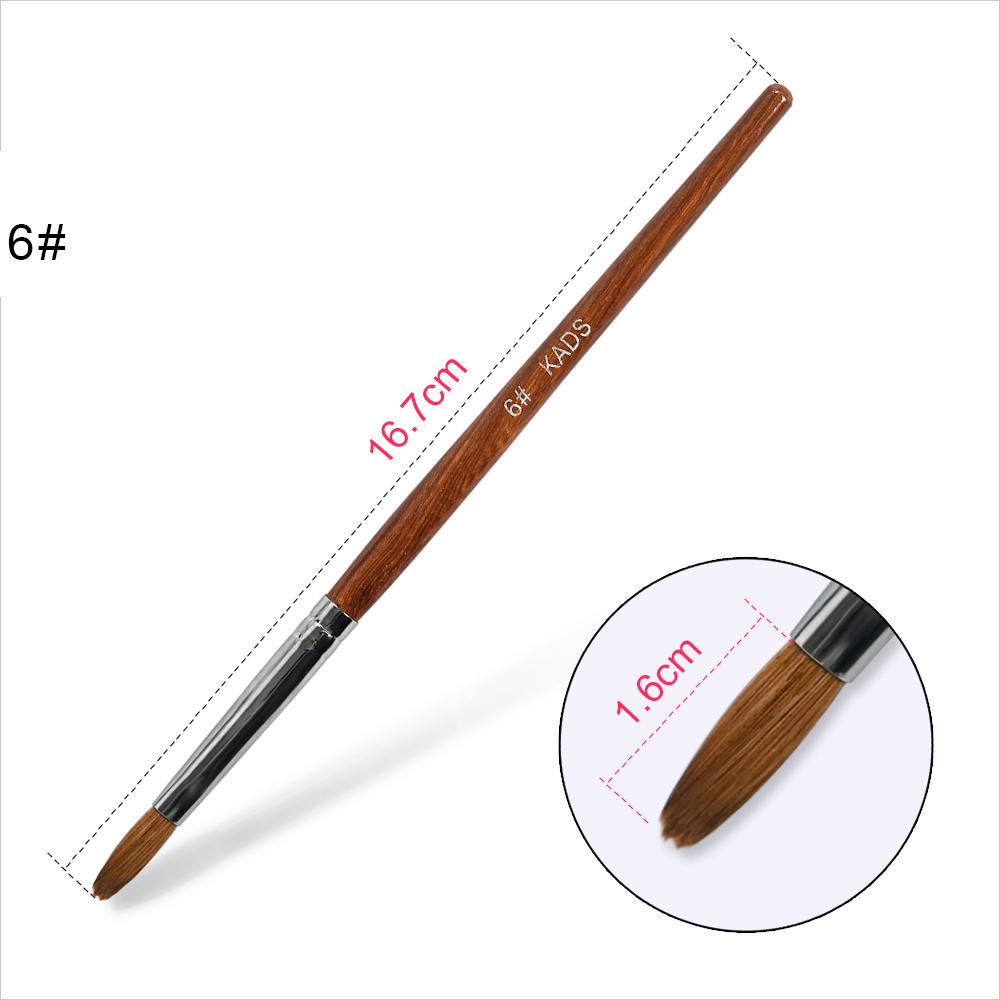 kads Акриловая кисть Kolinsky Sable, гофрированная УФ-поликисть для ногтей, гель-строитель, маникюр, плоская круглая головка, красное дерево, дизайн ногтей