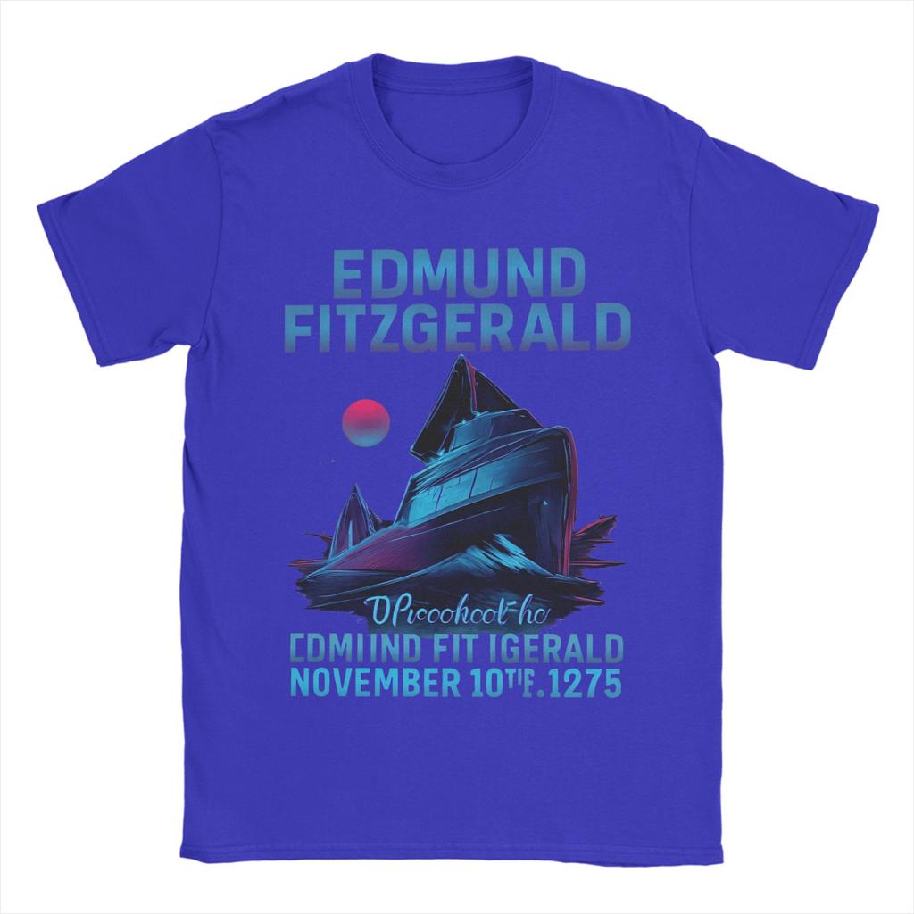 Edmund Fitzgerald T Shirt Summer Great Ship Cotton T-Shirts For Male Trending Loose Tee Shirt Short Sleeves Streetwear Tops
