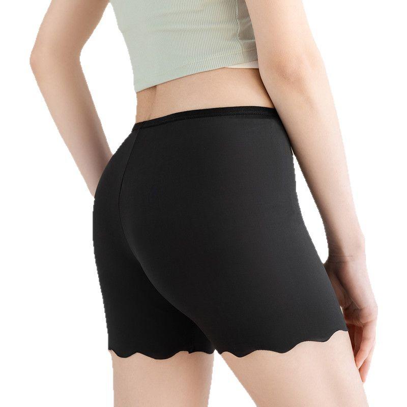 Бесшовные шорты-безопасности женские больших размеров из ледяного шелка с защитой от просвечивания и необрачивающимися краями