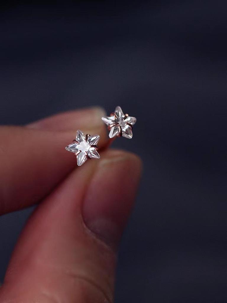 Серьги-гвоздики Beixi S925 из стерлингового серебра с фианитами в виде звезд, Мини, Унисекс, Горячий стиль Ins