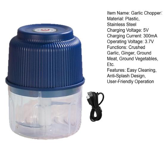Электрический измельчитель чеснока Маленькая мясорубка Защита от брызг Нержавеющая сталь Фарш Фрукты и овощи Кухонный комбайн Кухонные блендеры