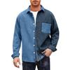 Mens Shacket Patchwork Long Sleeve Button Down Corduroy Shirts For Men