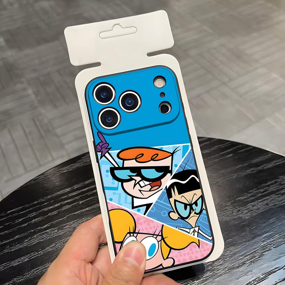 Мультяшный чехол для телефона Декстерс Лаборатория Для IPhone 17 Air 16 E Pro Max 15 14 13 Mini 12 Pro 11 Max Plus Черный Мягкий корпус