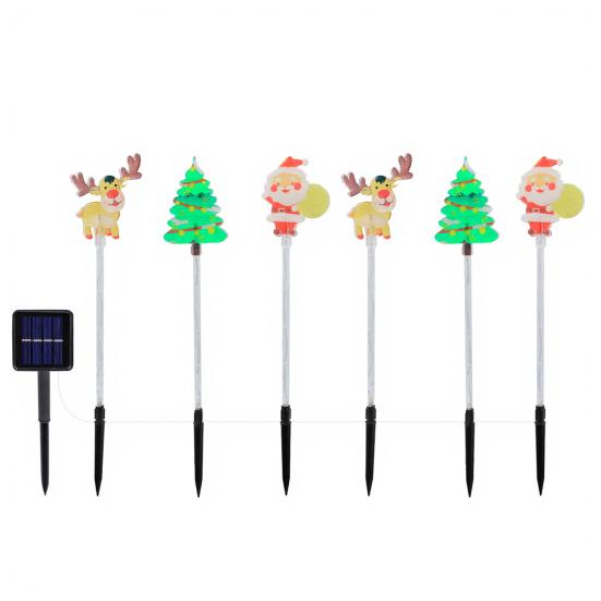Солнечные Рождественские Колышки Огни Санта Декор для Газона для Двора Водонепроницаемые Наружные Праздничные Огни для Дорожки Простая Установка Садовое Настенное Трещинное Освещение