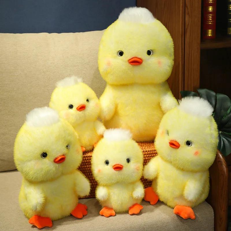 Kawaii Yellow Duck Plush Long Hair Dolls Toy Cute Soft Cartoon Stuffed Animal Toys Birthday Gifts for Children Kids Baby Girl
