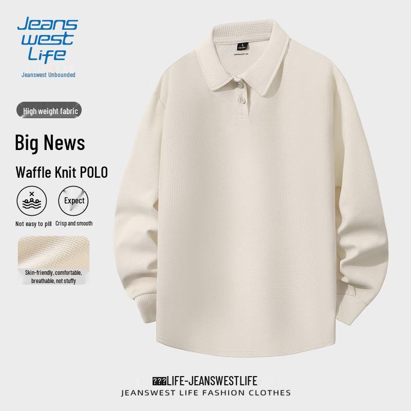 JEANSWEST LIFE Мужская однотонная футболка-поло с длинным рукавом