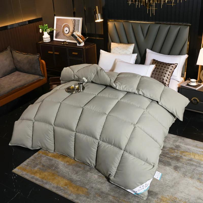 Зимнее хлопковое гусиное пуховое одеяло для пятизвездочного отеля, супермягкое пушистое одеяло размера «queen-king» и «king-size», одеяло Four Seasons