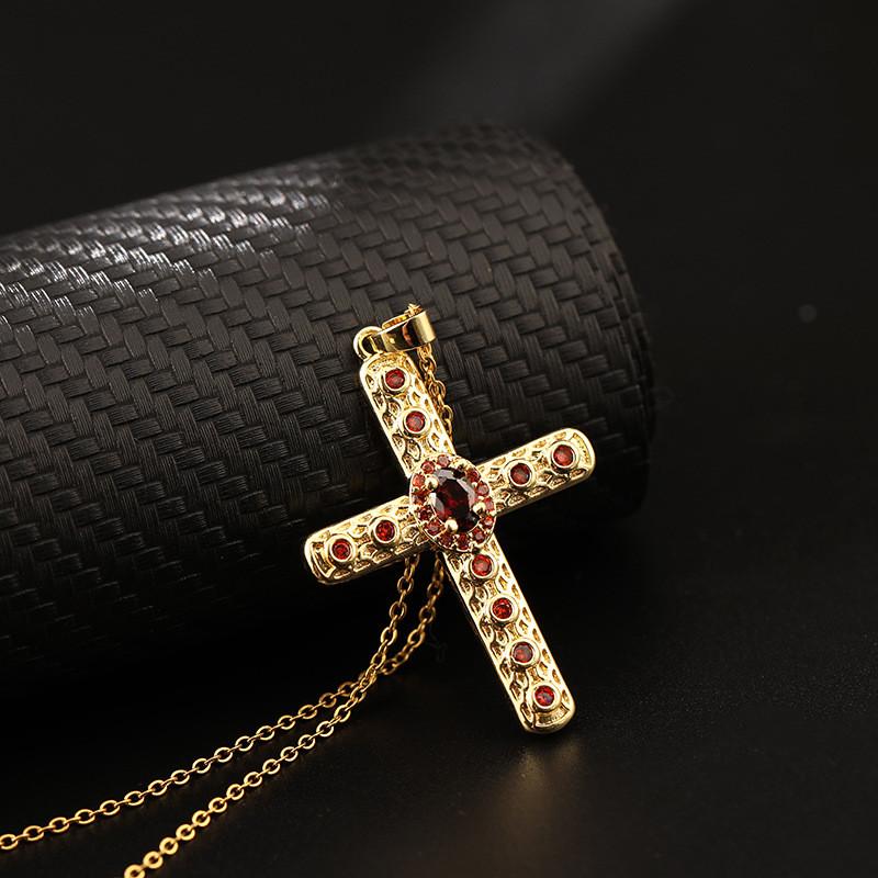 New Design Zircon Cross Pendant Necklace Stainless Steel Vintage Geometric Choker Jewelry Party Gifts For Women Girls