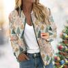 Women's Jacket Long Sleeve Lightweight Zipper Cropped Floral Printed Outerwear Casual Quilted Jacket With Pockets