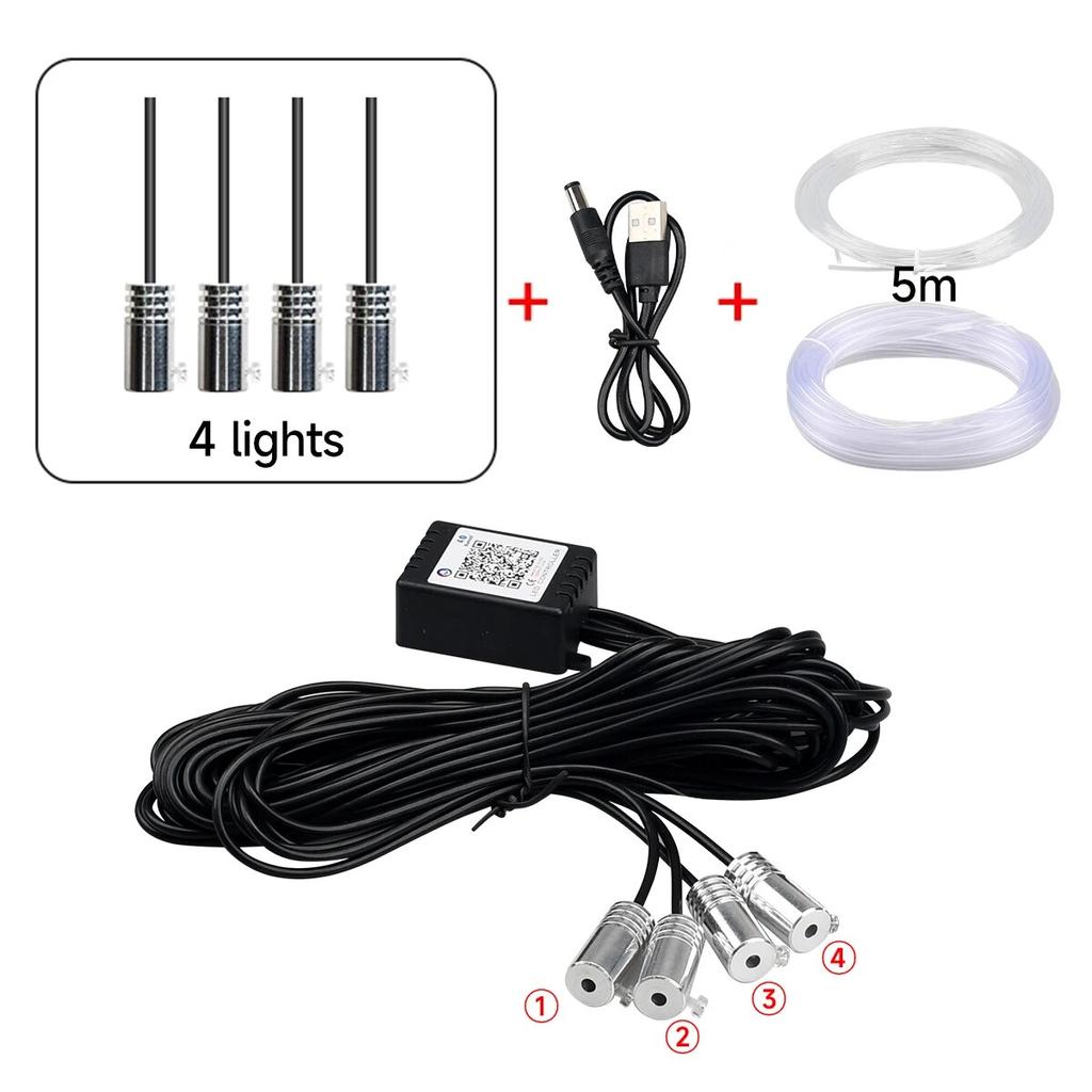 Car Interior Neon RGB Led Ambient Light Fiber Optic Kit With APP Sound Control Multiple Modes Auto Atmosphere Decorative Lamp