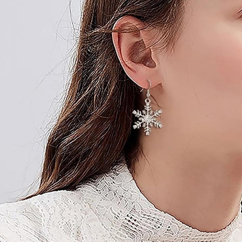 Xiaomi Huitan Aesthetic Silver Color Snowflake Drop Earrings for Women Fresh Style Christmas Festival Trendy Winter Jewelry for Party