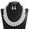 Многослойное жемчужное ожерелье с бриллиантовыми жемчужными серьгами, комплект аксессуаров
