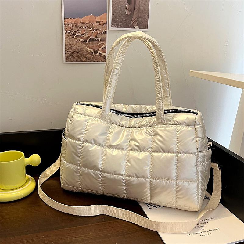 Cotton Clothing Bag Autumn and Winter New Embroidered Thread Space Cotton Messenger Bag Fashion Bright Women's Bag Casual Handbag