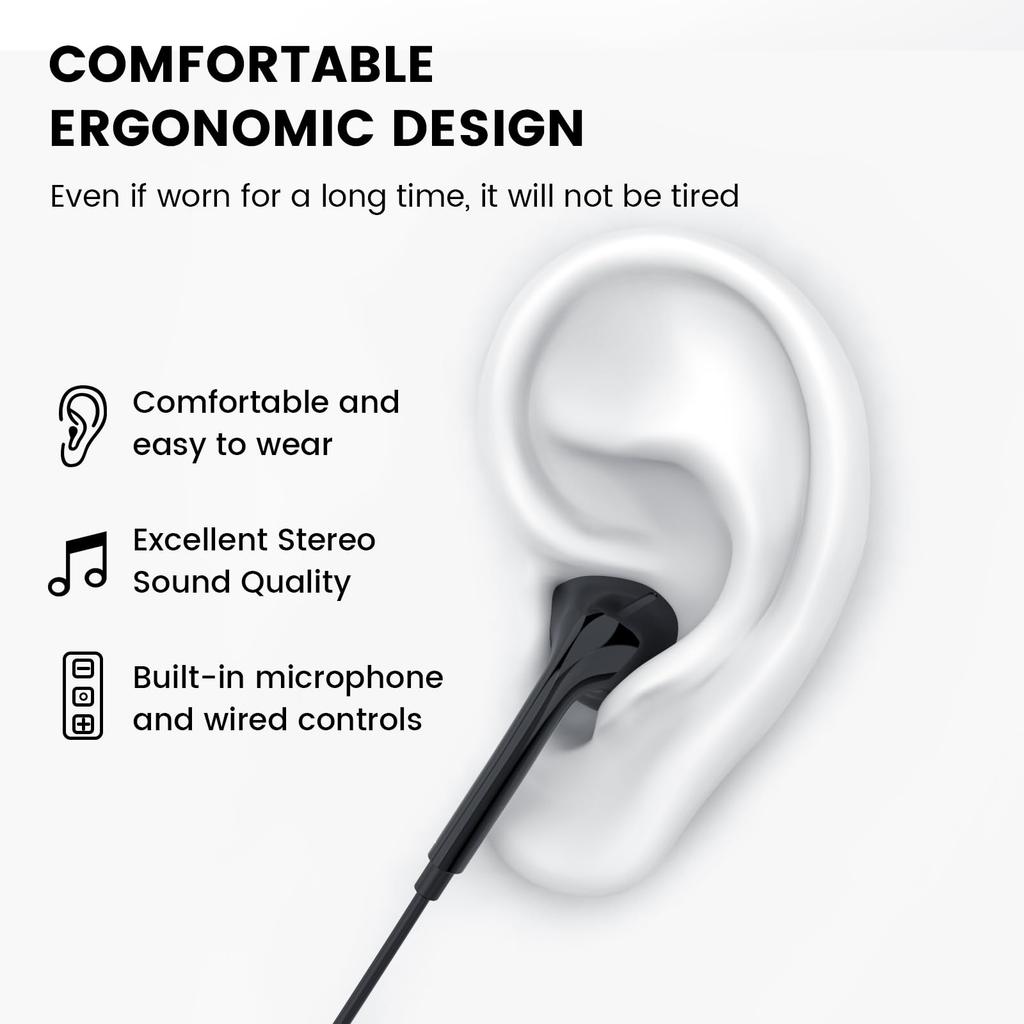 MOSWAG Wired Wired Earphones Noise Reduction Earphones Compatible with Sony Samsung S 23 S 21 Android MP 3 MP 4 Mm Smart Products Earphones, 3.5mm