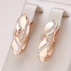 1 Pair Trendy Golden Color Earrings Bride Wedding Ethnic Jewelry Luxury CZ Zircon Earrings for Women Fine Jewelry