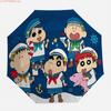 Crayon Shin-chan and Friends Sailor Costume Print Folding Umbrella, Anime Themed Windproof Travel Umbrella for Rain and Sun