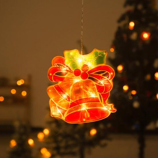 Светодиодные рождественские гирлянды на присосках, подвесные светильники в виде Санта-Клауса, лося, звезды, сезонные знаки, работающие от батареек, лампы на присосках