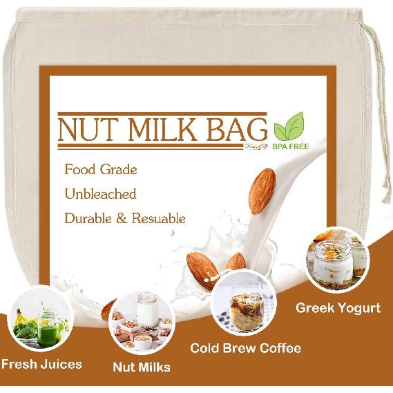 3 PCS 12"x12" Nut Milk Bags - 100% Unbleached Cotton Cheesecloth, Reble Food Strainer Colander For Straining Almond/Oat Milk, Celery Juice, Cold Brew