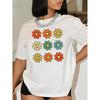 Summer Round Neck Floral Print Top Fashionable Casual Short Sleeved Women's Pure Cotton T-shirts