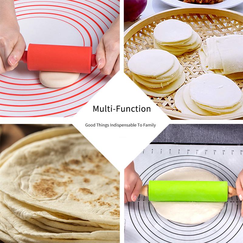 Silicone Rolling Pin Non-stick Surface Meets Human Design Handle Dough Making Baking Kitchen Tools Perfect Gift for Bakers