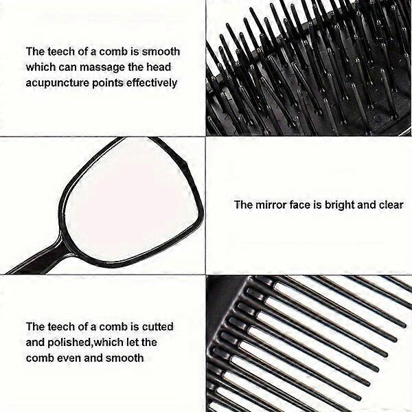 Hair Care Set, Scalp Massage/Anti-Tangling, 4 Pieces Including Mirror and Comb, Daily Care Tools