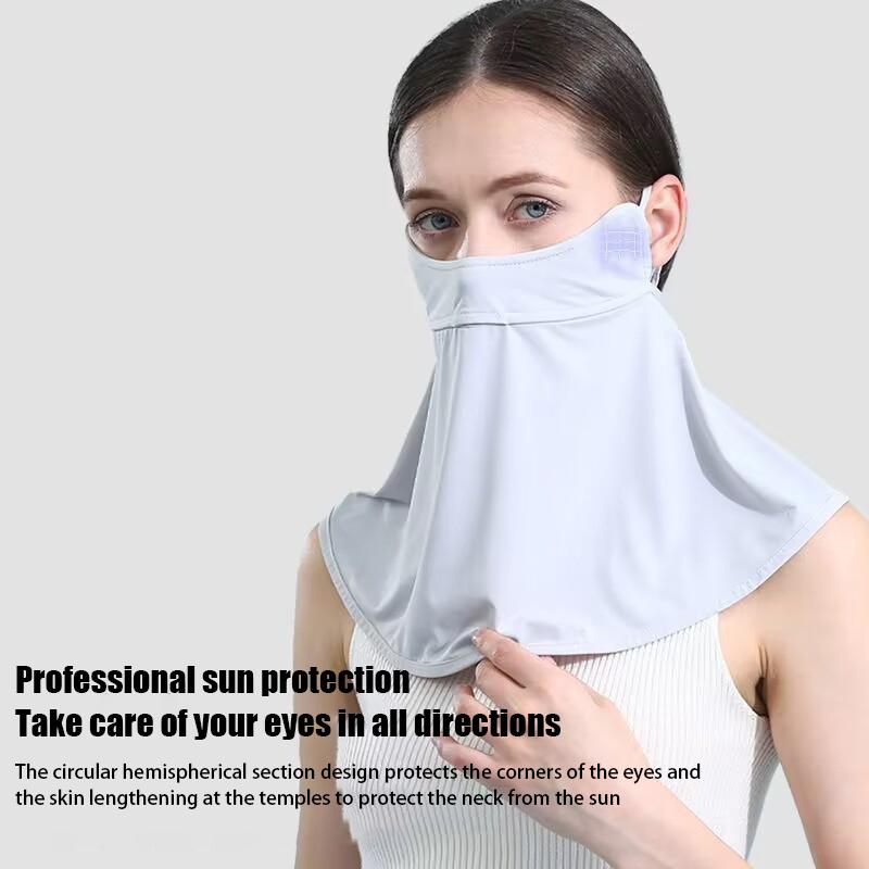 Солнцезащитная маска Ice Silk, летняя, с защитой от ультрафиолета, Upf50+, накидка на шею, шарф, дышащая, защита шеи, ушная подвесная маска