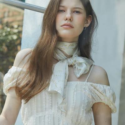 ANA MAISON Creamy Cloud Long Petit Silk Scarf [PML-1422]