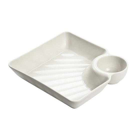 Штабелируемая тарелка с отделениями для соуса, гладкие края, антипригарная, легко моется, тарелка для суши, салата, пельменей для столовой