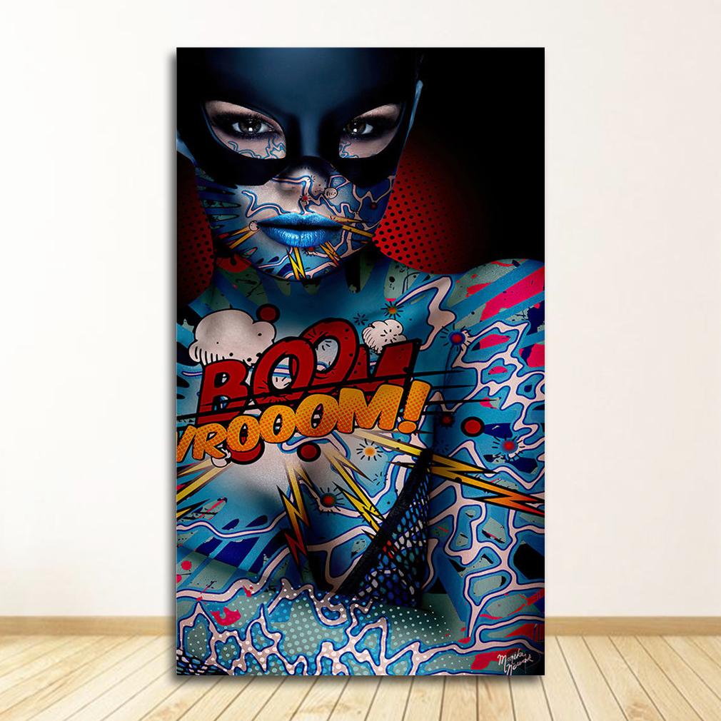 Граффити женский портрет картина маслом плакат и принты Настенный декор для гостиной холст картина настенная живопись домашние постеры