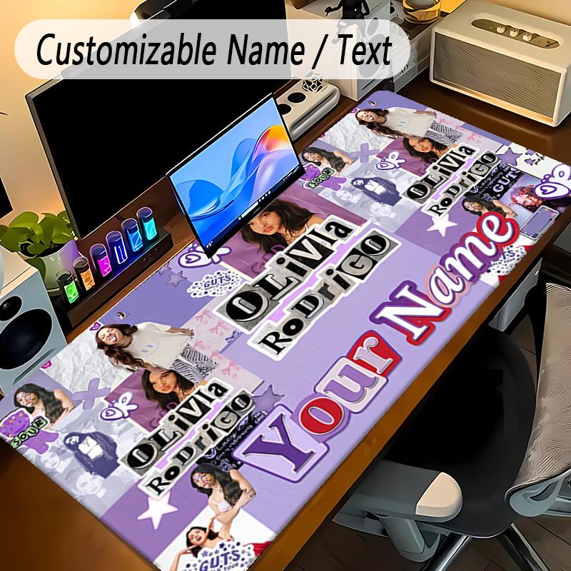 Large Mouse PadOlivia Rodrigo Custom Name Text Personalized Desk Mat Non Slip Gaming Pad