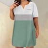 Womens Plus Size Dresses V Neck Short Sleeve Summer Casual Dress Tunic With Pocket