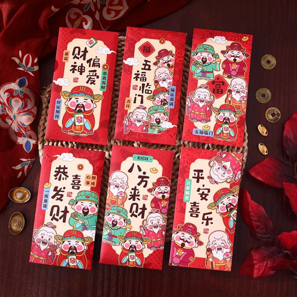 12 Pcs Rectangular Chinese New Year Red Envelope Blessings Printing HongBao Year of The Snake